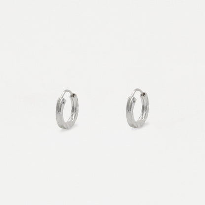 Silver Geometic Cut Hoop - 10mm