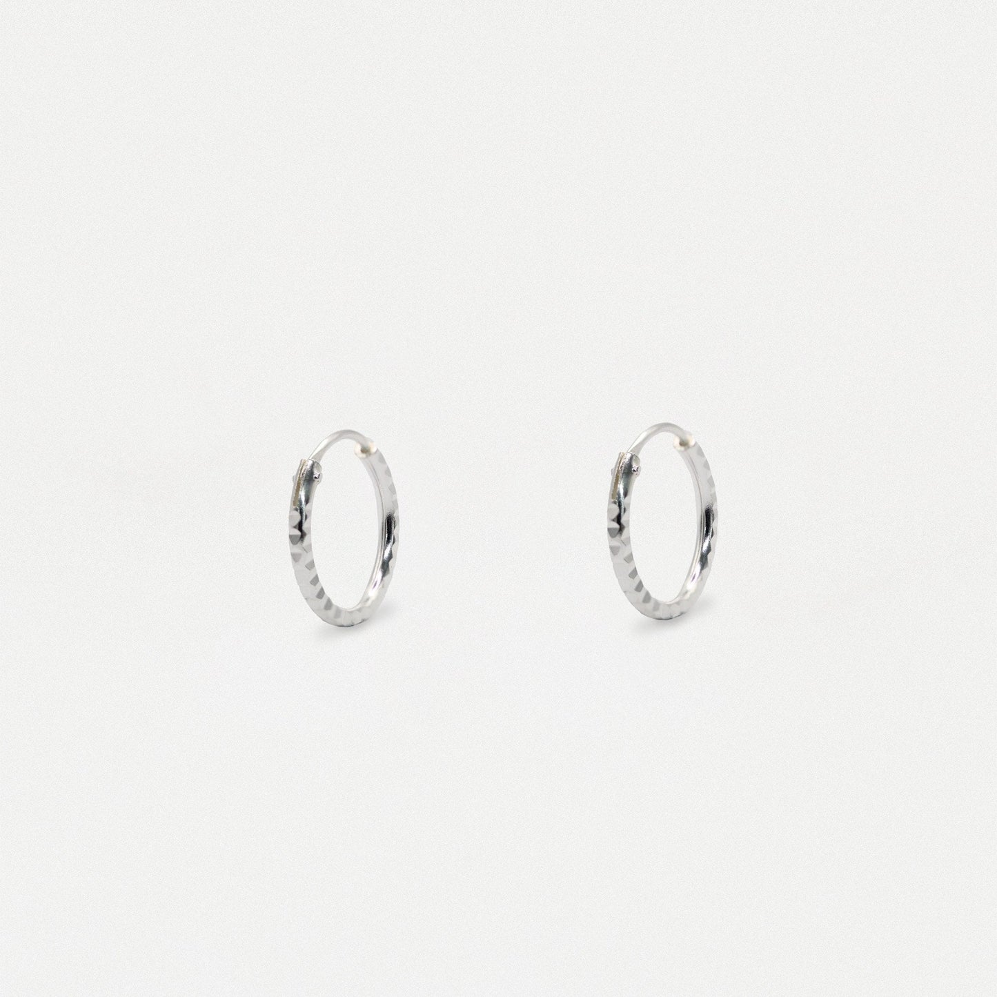 Silver Textured Edge Hoop - 12mm