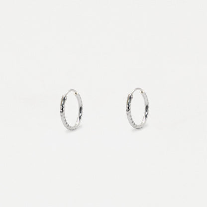 Silver Textured Edge Hoop - 12mm