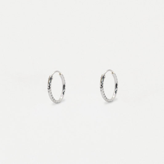 Silver Textured Edge Hoop - 12mm
