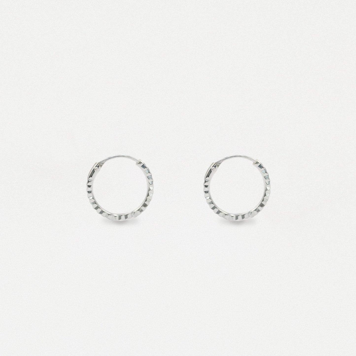 Silver Textured Edge Hoop - 12mm