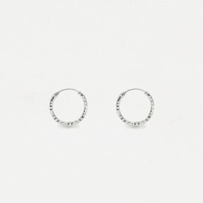 Silver Textured Edge Hoop - 12mm