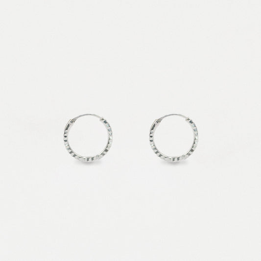 Silver Textured Edge Hoop - 12mm