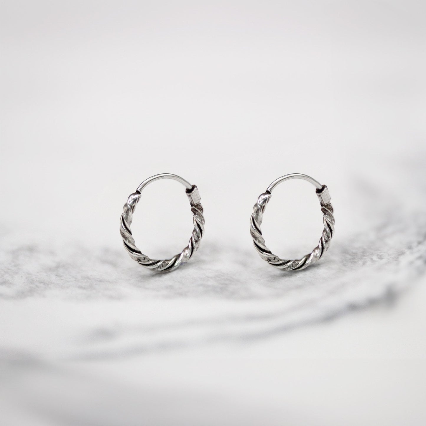 Silver Twist Hoop - 12mm