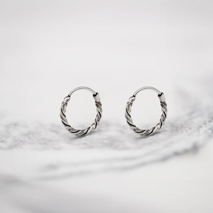 Silver Twist Hoop - 12mm