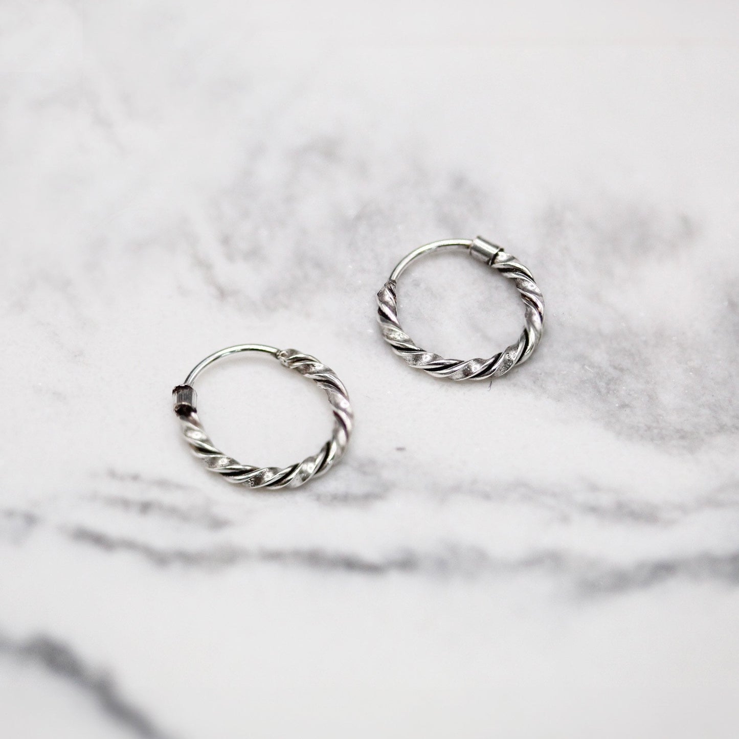 Silver Twist Hoop - 12mm