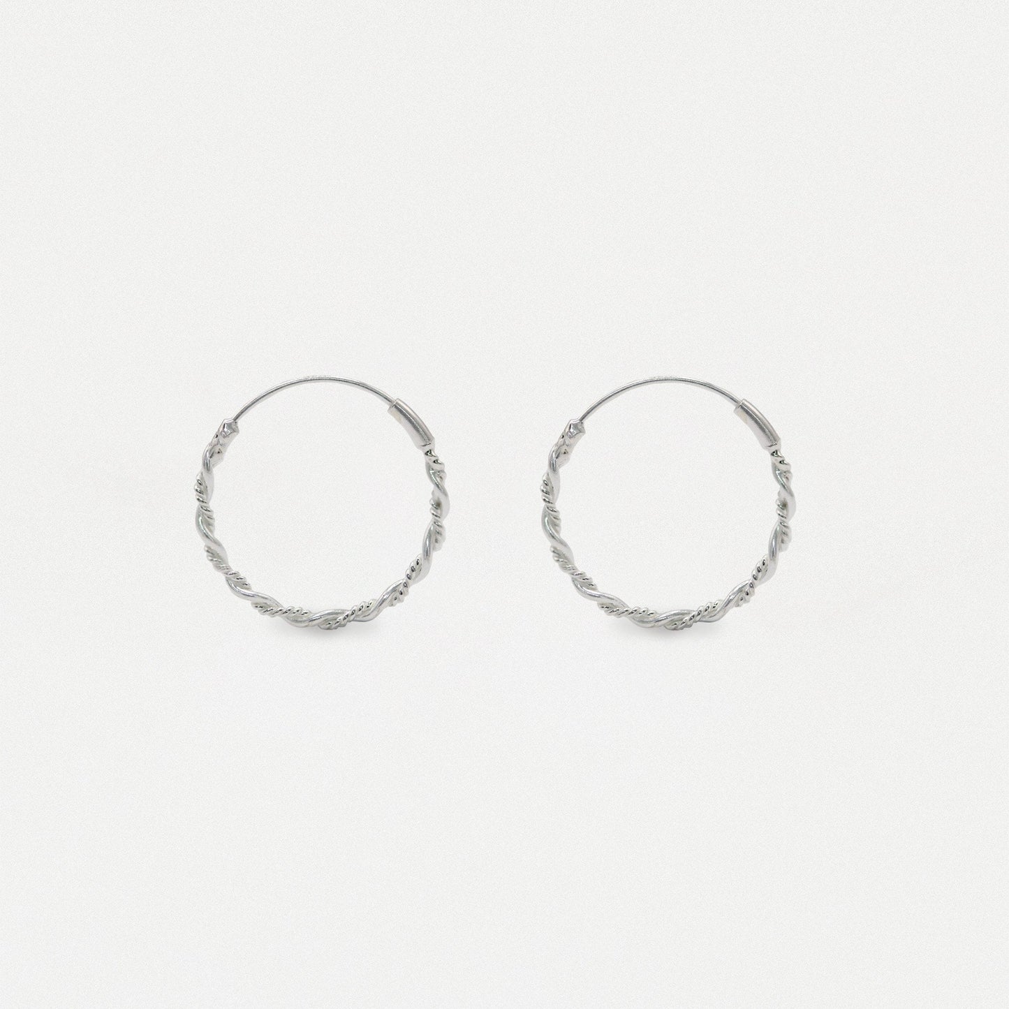 Silver Spiral Twist Hoop - 16mm