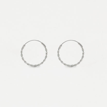 Silver Spiral Twist Hoop - 16mm