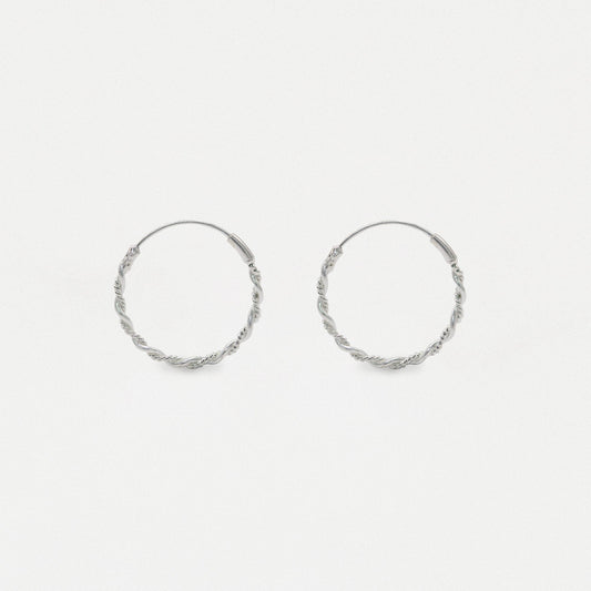 Silver Spiral Twist Hoop - 16mm