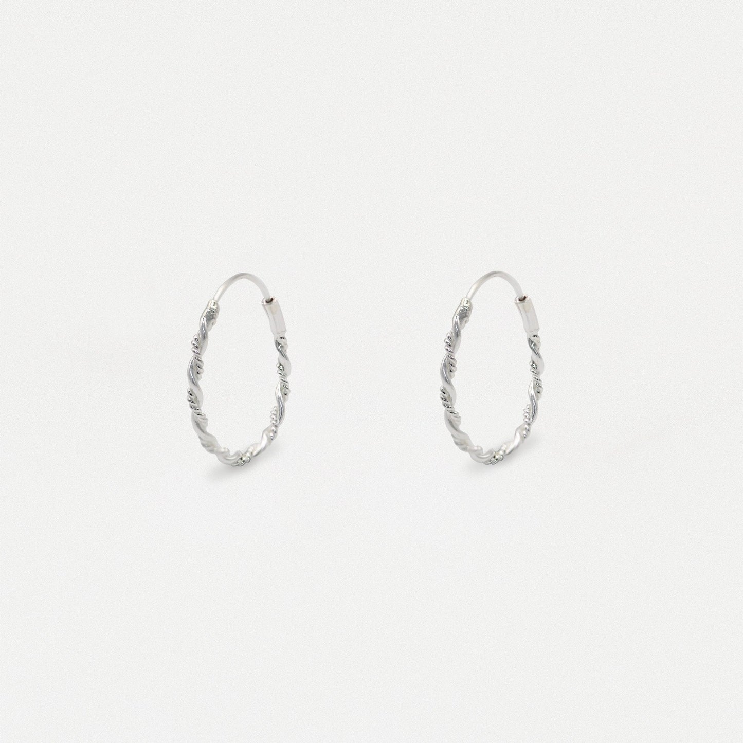 Silver Spiral Twist Hoop - 16mm