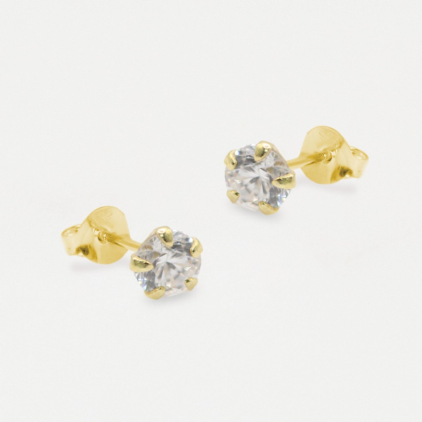 Boxed Gold Round Clear CZ Studs - 6mm