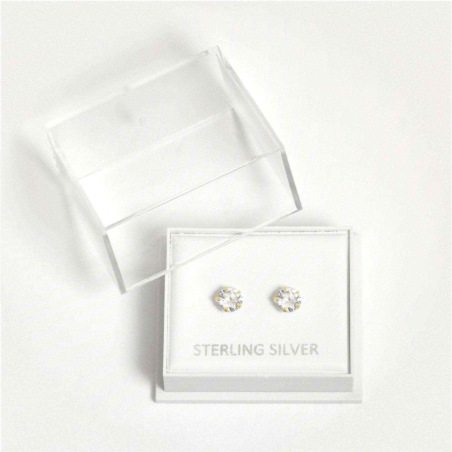 Boxed Gold Round Clear CZ Studs - 5mm