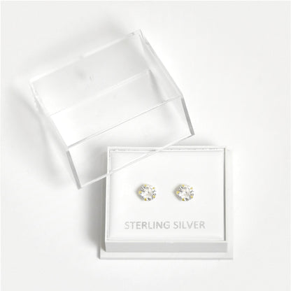 Boxed Gold Round Clear CZ Studs - 5mm