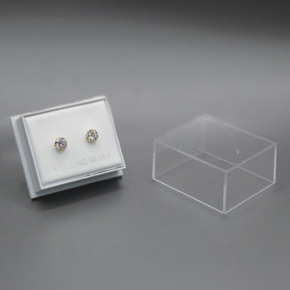 Boxed Gold Round Clear CZ Studs - 5mm