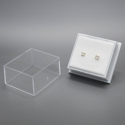 Boxed Gold Square Clear CZ Studs - 3mm