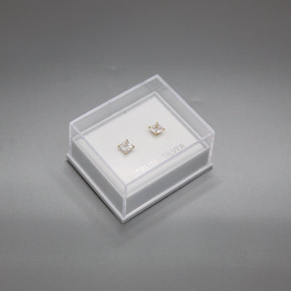 Boxed Gold Square Clear CZ Studs - 4mm