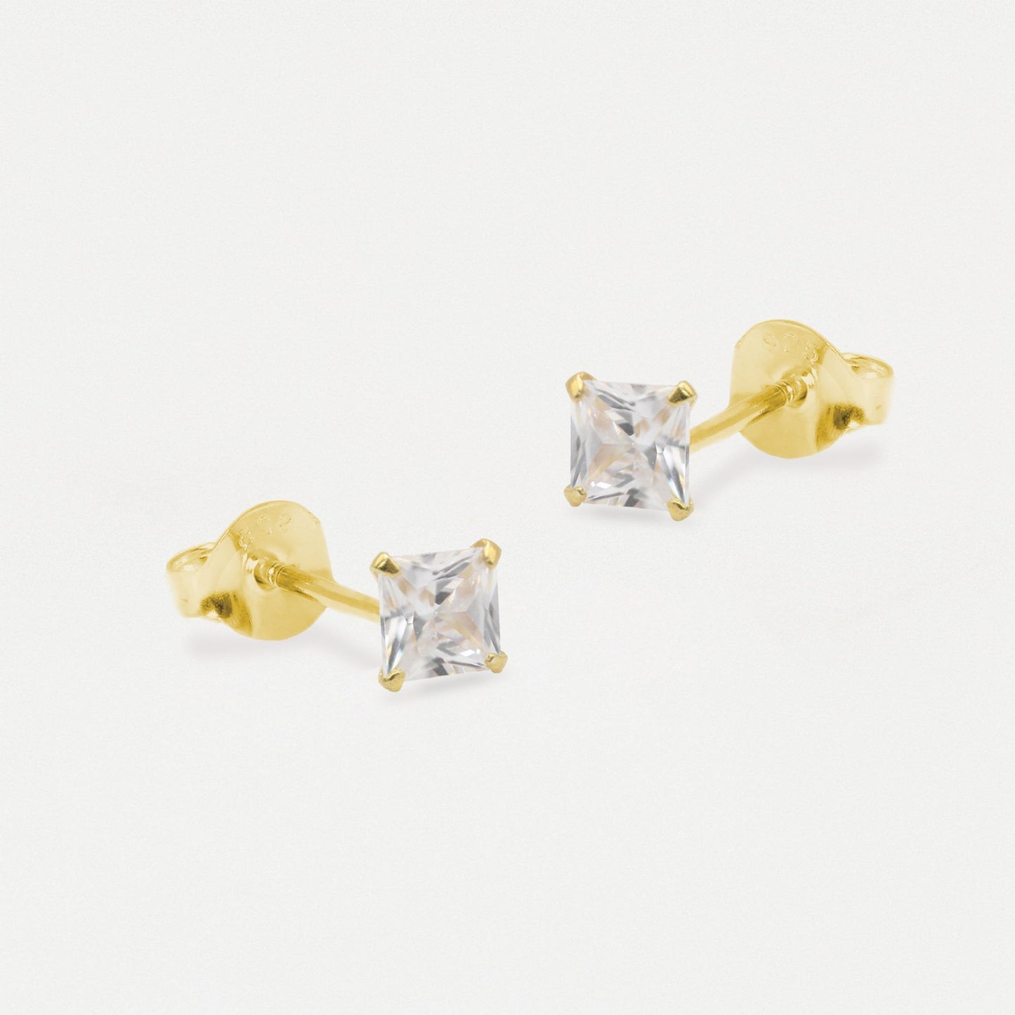 Boxed Gold Square Clear CZ Studs - 5mm