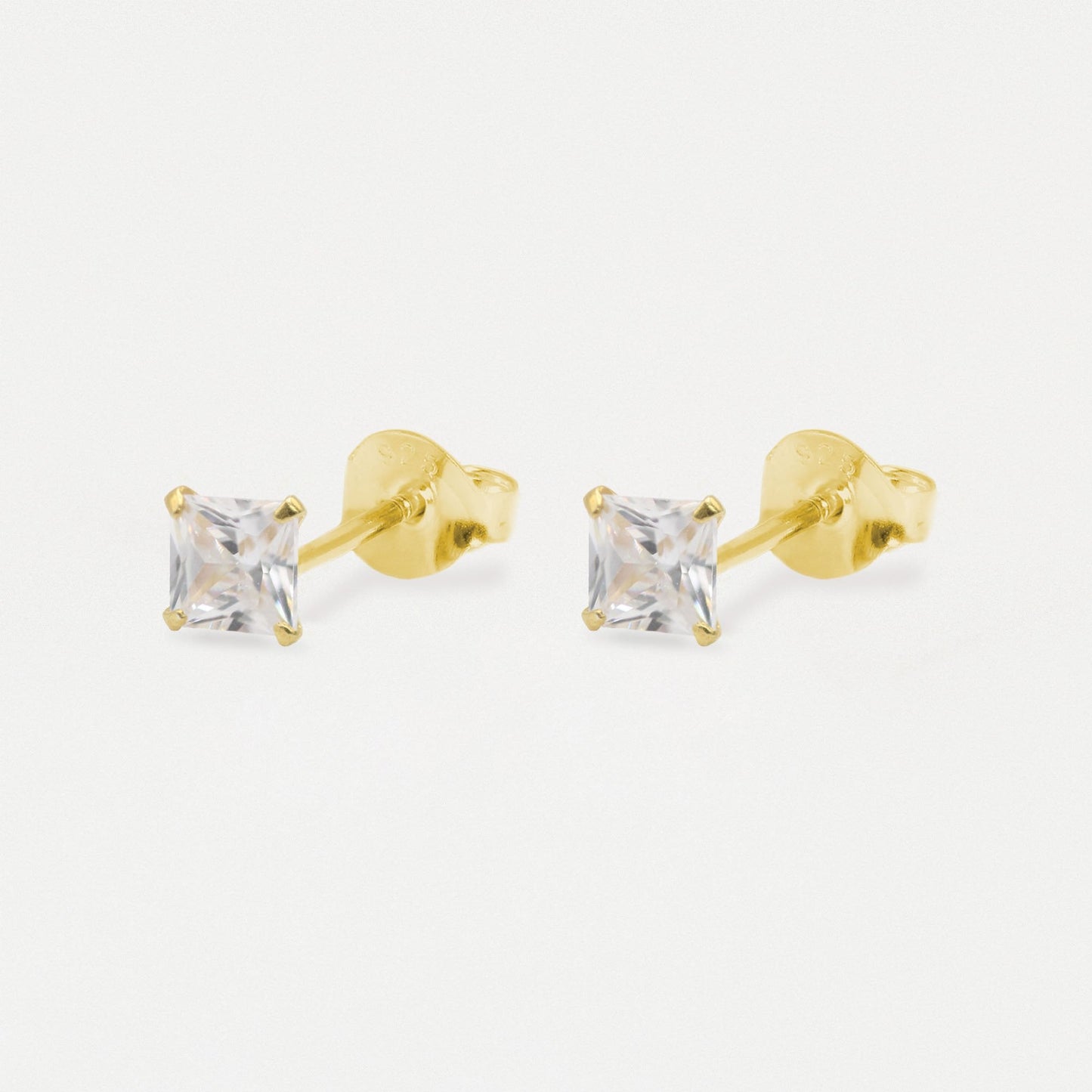 Boxed Gold Square Clear CZ Studs - 5mm