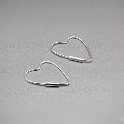Silver Heart Skinny Hoop - 14mm