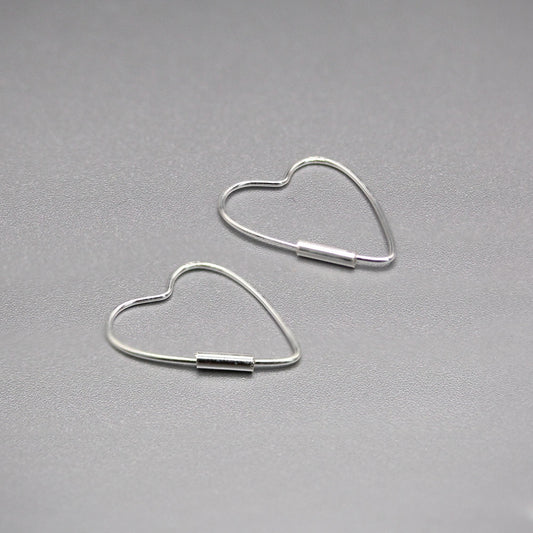 Silver Heart Skinny Hoop - 14mm