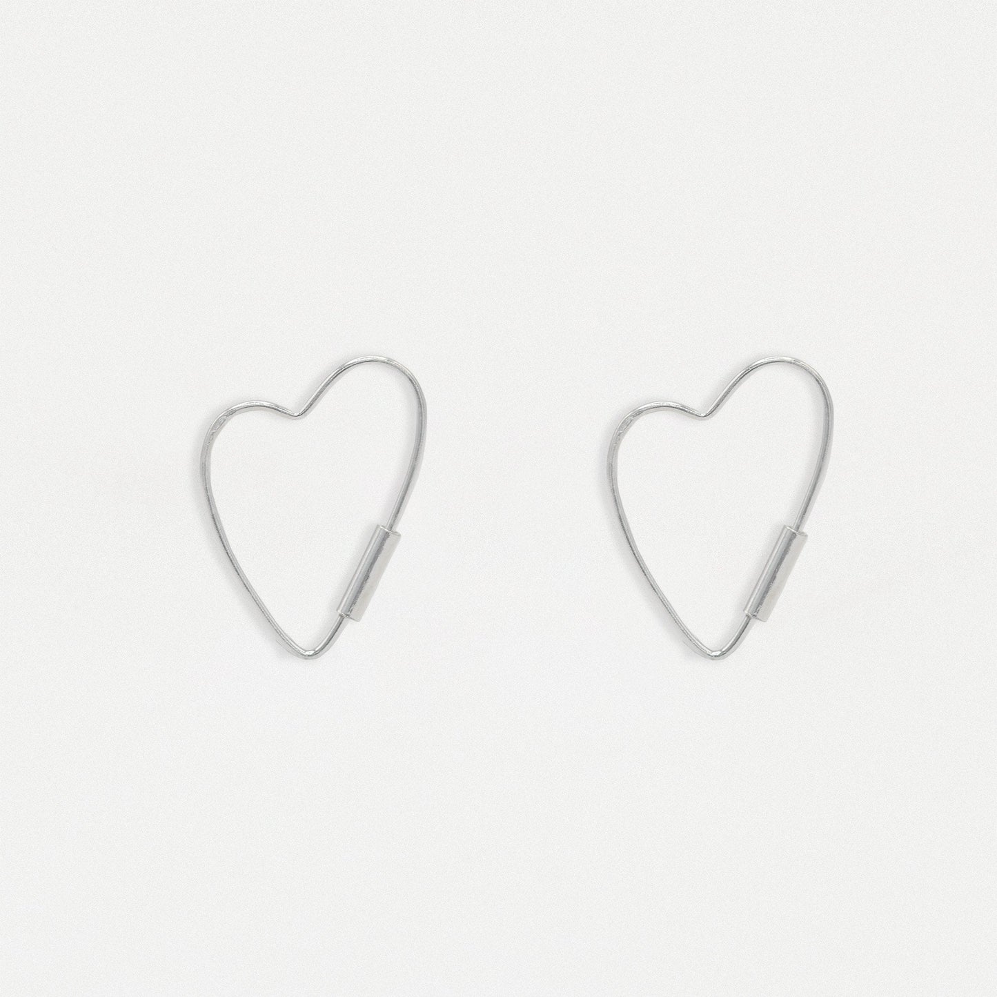 Silver Heart Skinny Hoop - 14mm