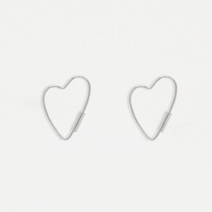 Silver Heart Skinny Hoop - 14mm