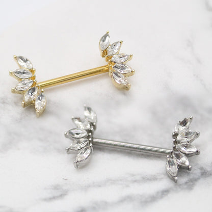 Steel Crystal Petal Nipple Bar
