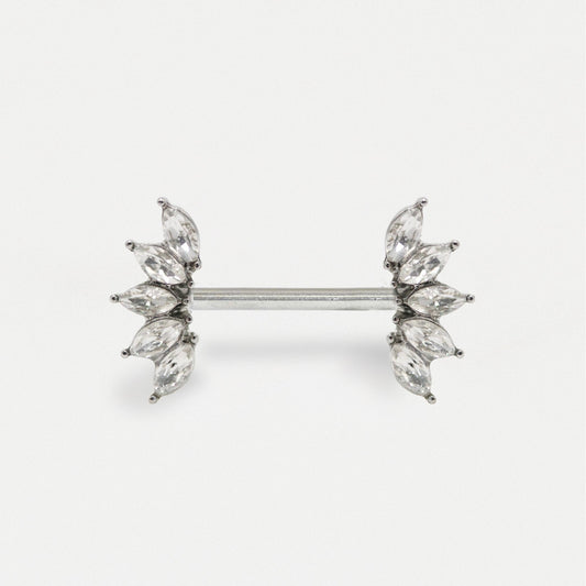 Steel Crystal Petal Nipple Bar