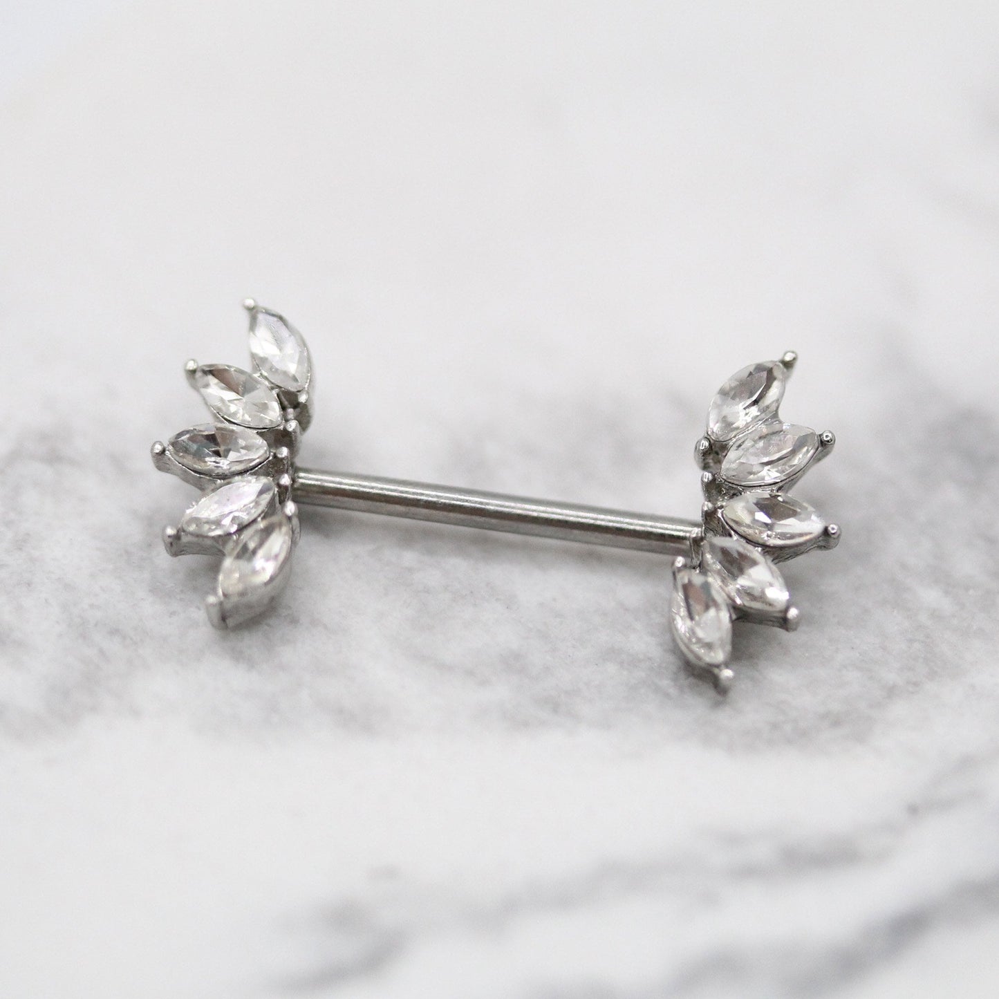 Steel Crystal Petal Nipple Bar