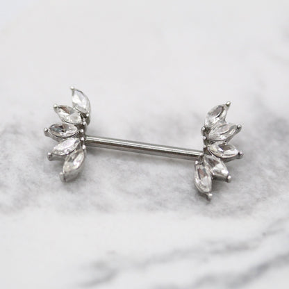 Steel Crystal Petal Nipple Bar