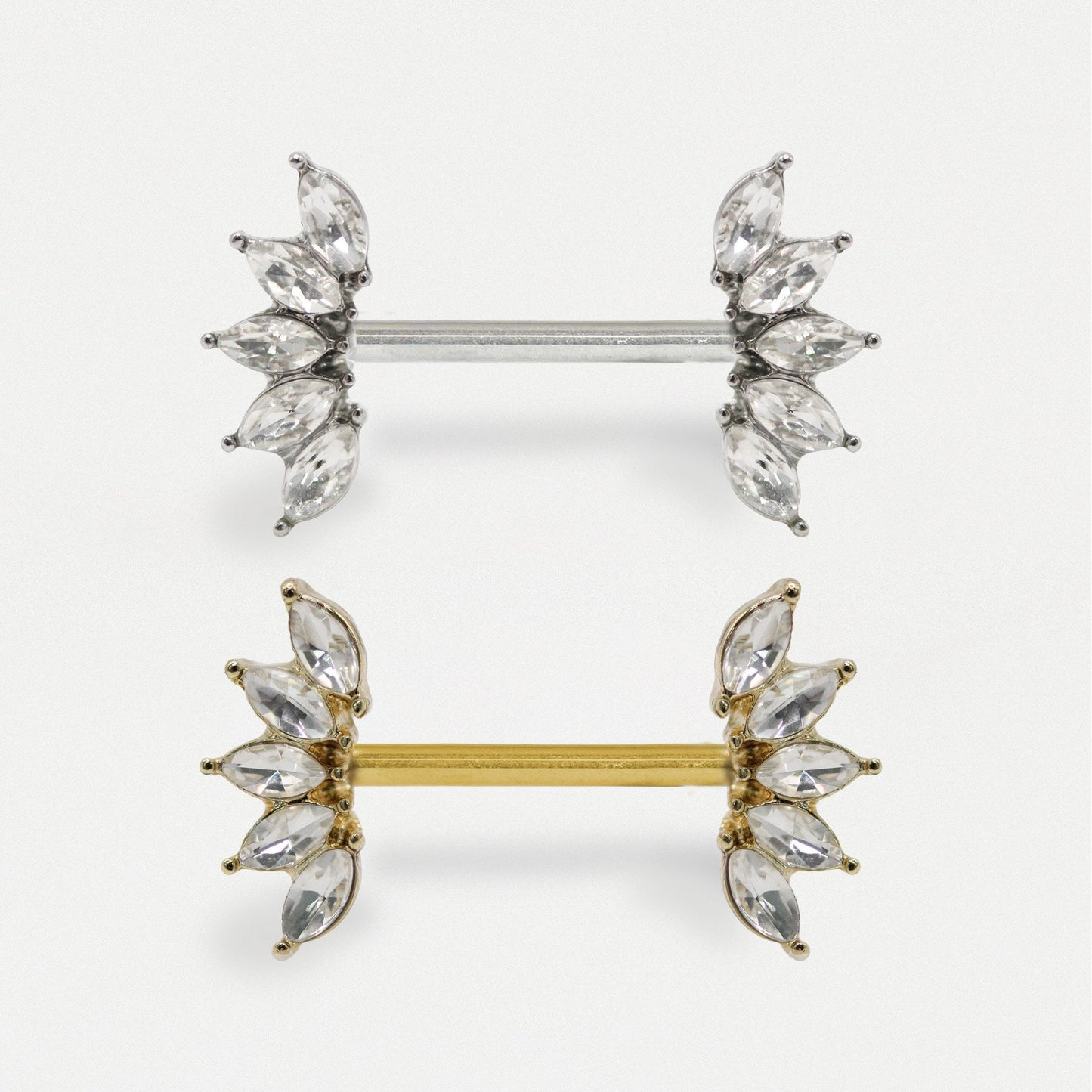 Steel Crystal Petal Nipple Bar