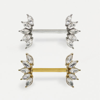 Steel Crystal Petal Nipple Bar