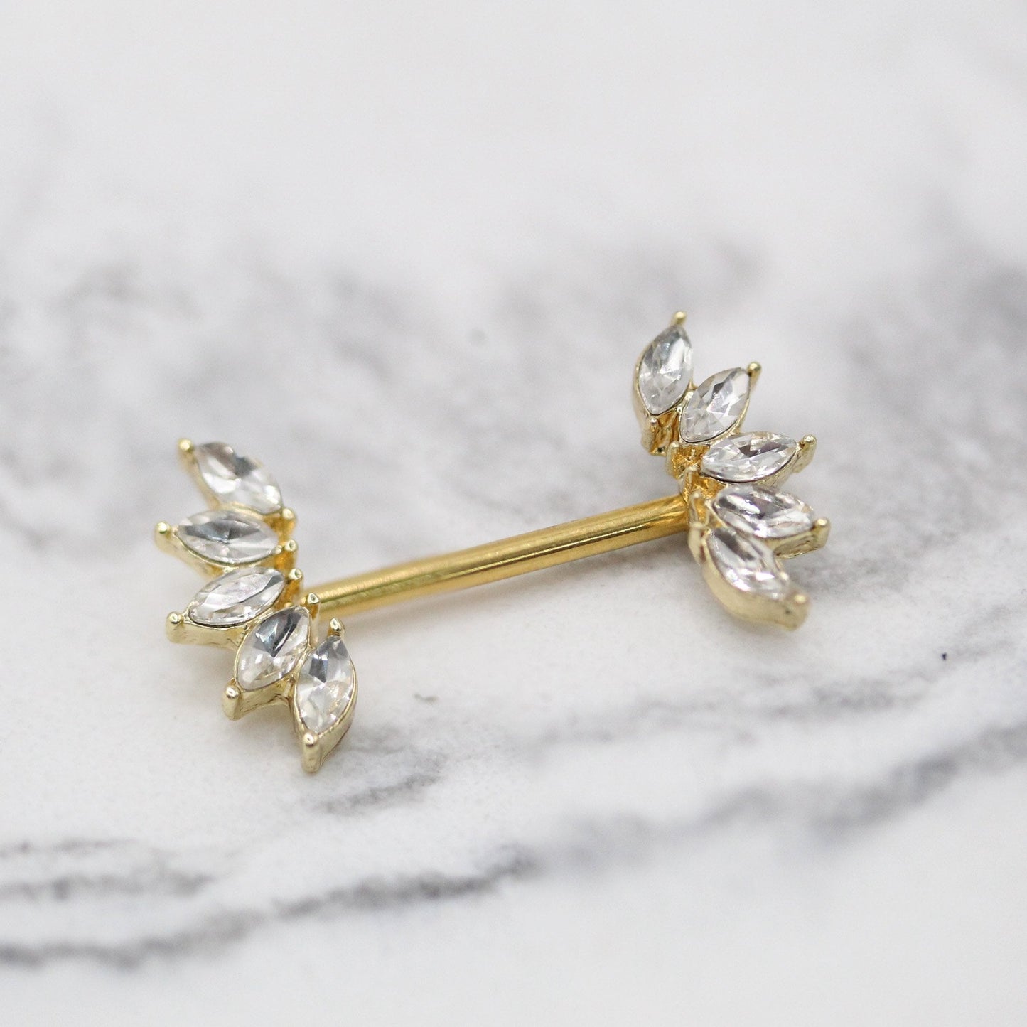 Steel Crystal Petal Nipple Bar