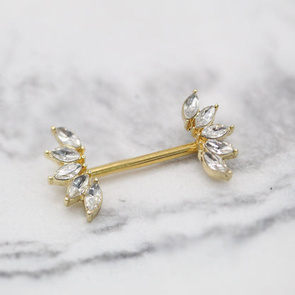 Steel Crystal Petal Nipple Bar