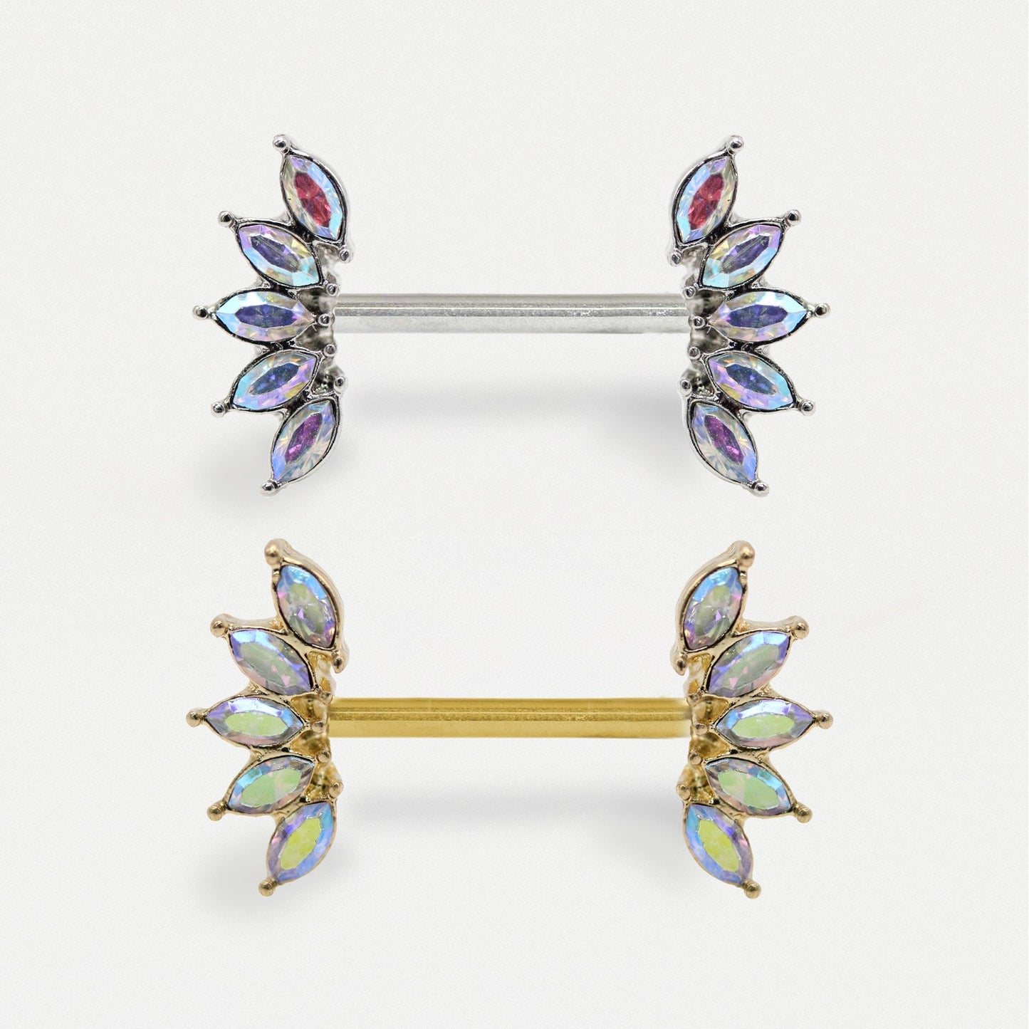 Steel AB Crystal Petal Nipple Bar