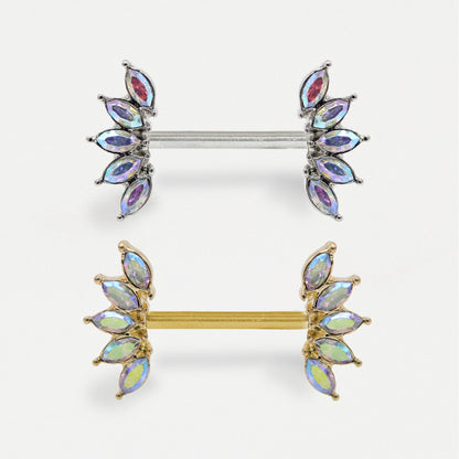 Steel AB Crystal Petal Nipple Bar