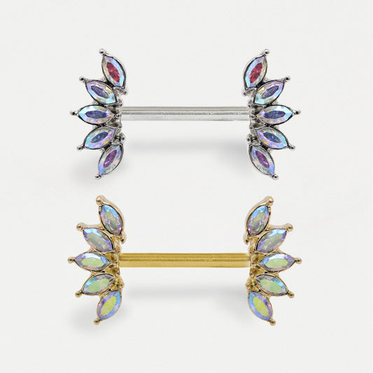 Steel AB Crystal Petal Nipple Bar
