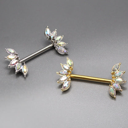 Steel AB Crystal Petal Nipple Bar