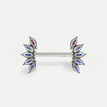 Steel AB Crystal Petal Nipple Bar