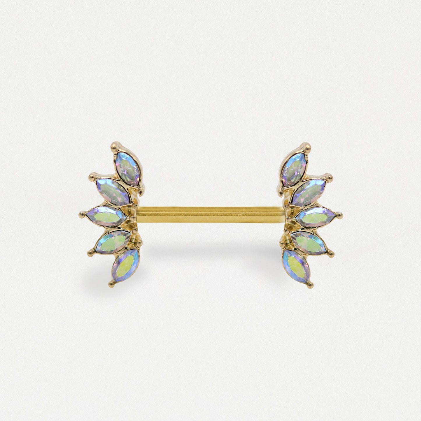 Steel AB Crystal Petal Nipple Bar
