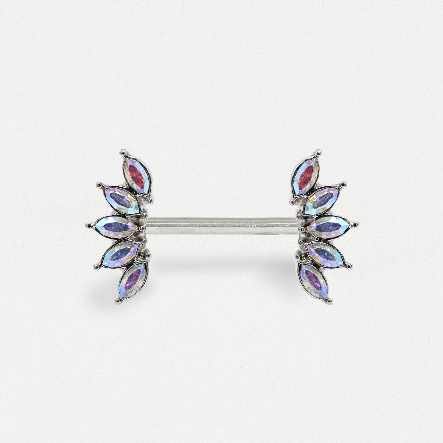 Steel AB Crystal Petal Nipple Bar
