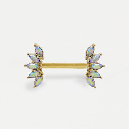 Steel AB Crystal Petal Nipple Bar