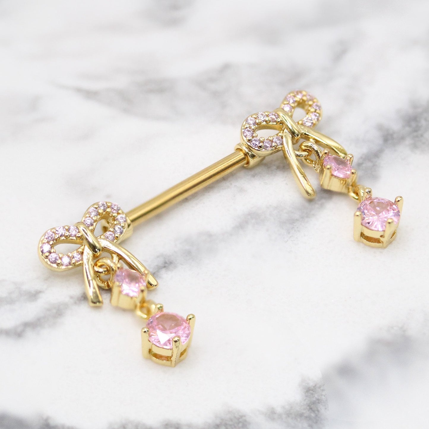 Gold PVD Steel Love Knot Nipple Bar