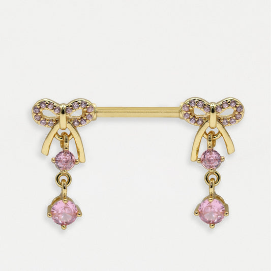 Gold PVD Steel Love Knot Nipple Bar
