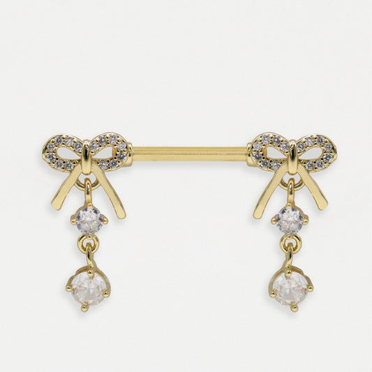 Gold PVD Steel Ribbon Nipple Bar