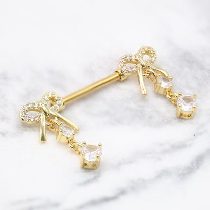Gold PVD Steel Ribbon Nipple Bar