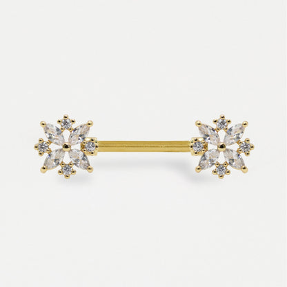 Steel Bloom Crystal Nipple Bar