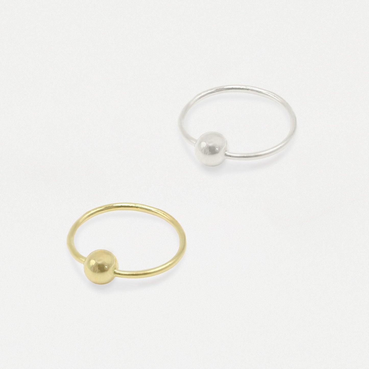 Silver Mixed Metal Ball Nose Ring - 8mm & 10mm