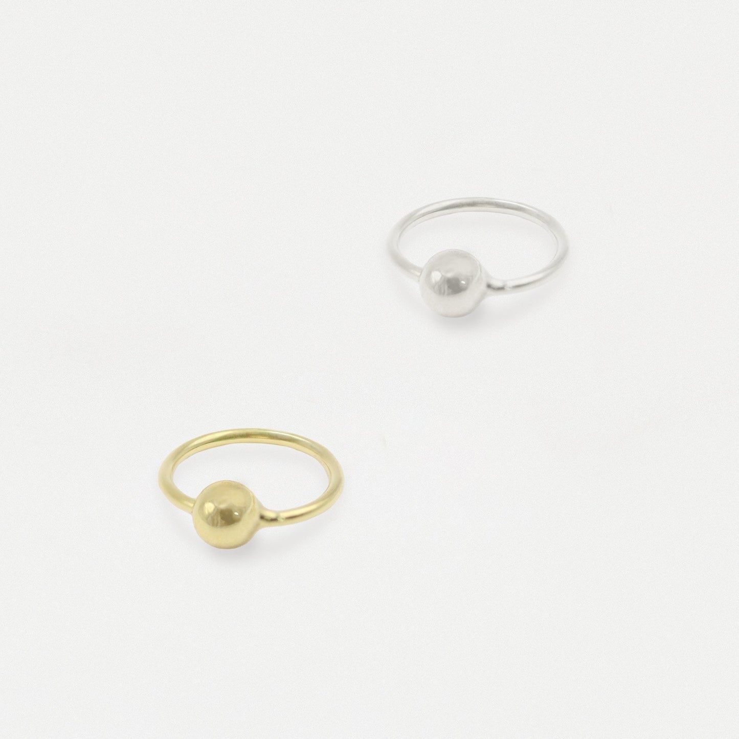 Silver Mixed Metal Ball Nose Ring - 8mm & 10mm