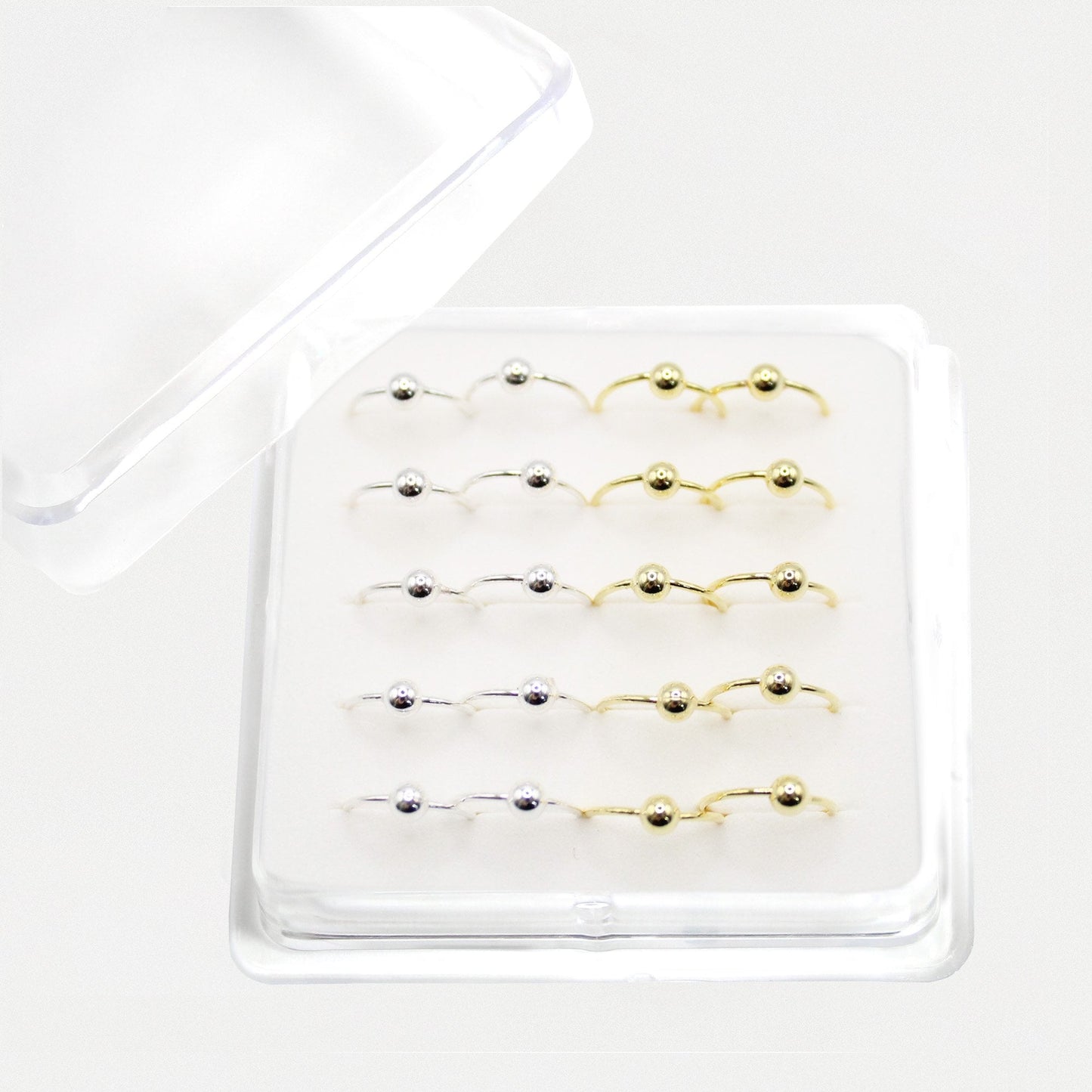 Silver Mixed Metal Ball Nose Ring - 8mm & 10mm